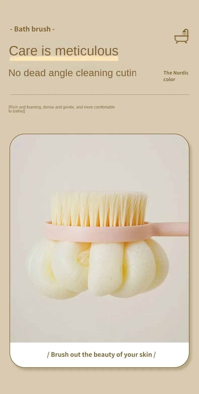 Bath Brush Back Body Bath Shower Sponge Scrubber Brushes With Handle Exfoliating Scrub Skin Massager Exfoliation Bathroom Brush
