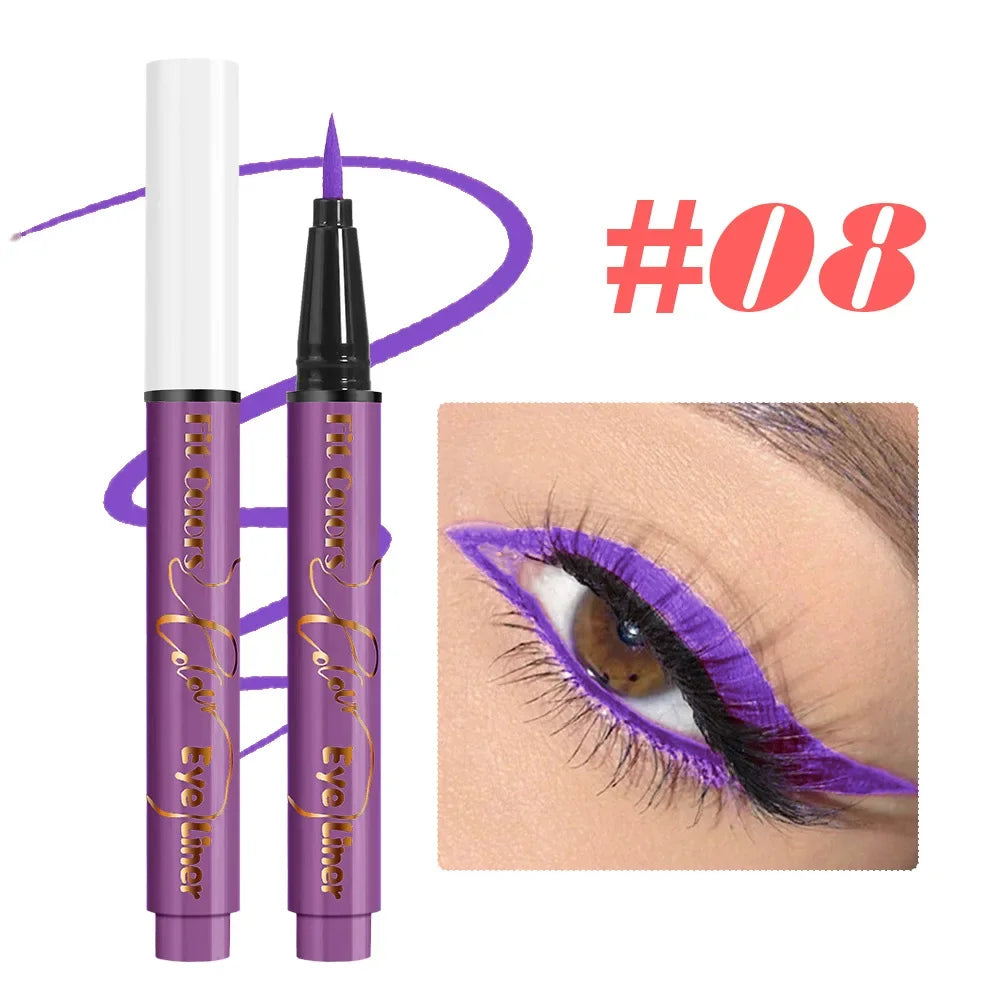 12Colors Liquid Eyeliner Neon Colored Halloween Liner Eyeliner Pen Waterproof UV Blacklight Fluorescent Face Body Paint Makeup