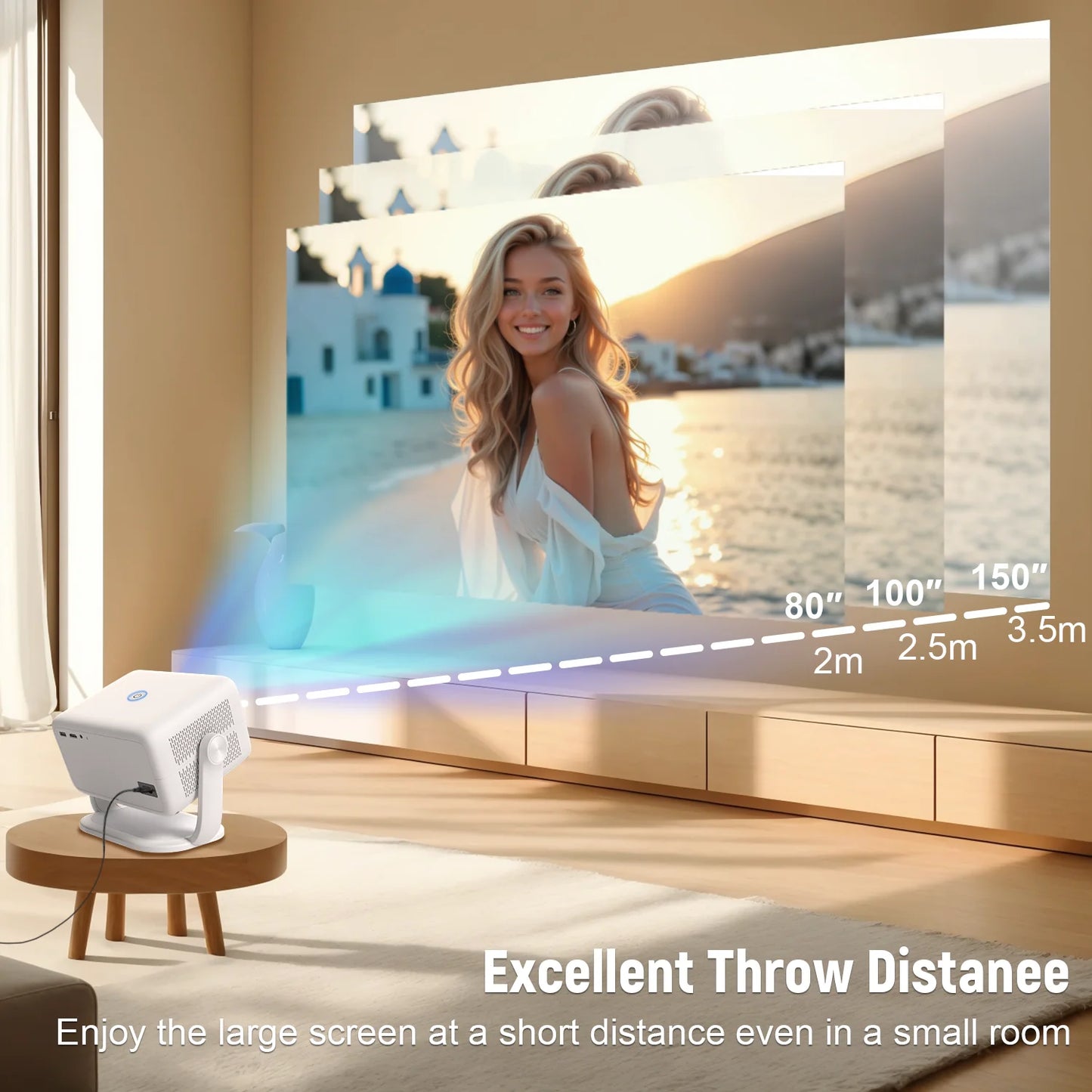 TP350 Netflix Certification Projector 4K Android 13 Native Wifi6 BT5.2 1080P 650ANSI Portable Projector Auto Keystone Correction