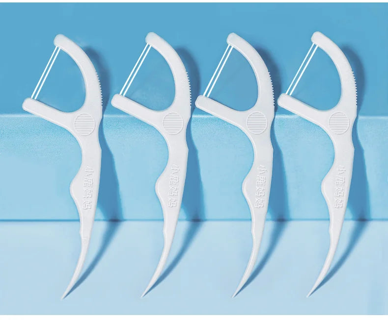 Fawnmum 50/100pcs Double Line Dental Floss Toothpicks Fresh Breath Dental Flosser Disposable Floss Stick For Oral Care