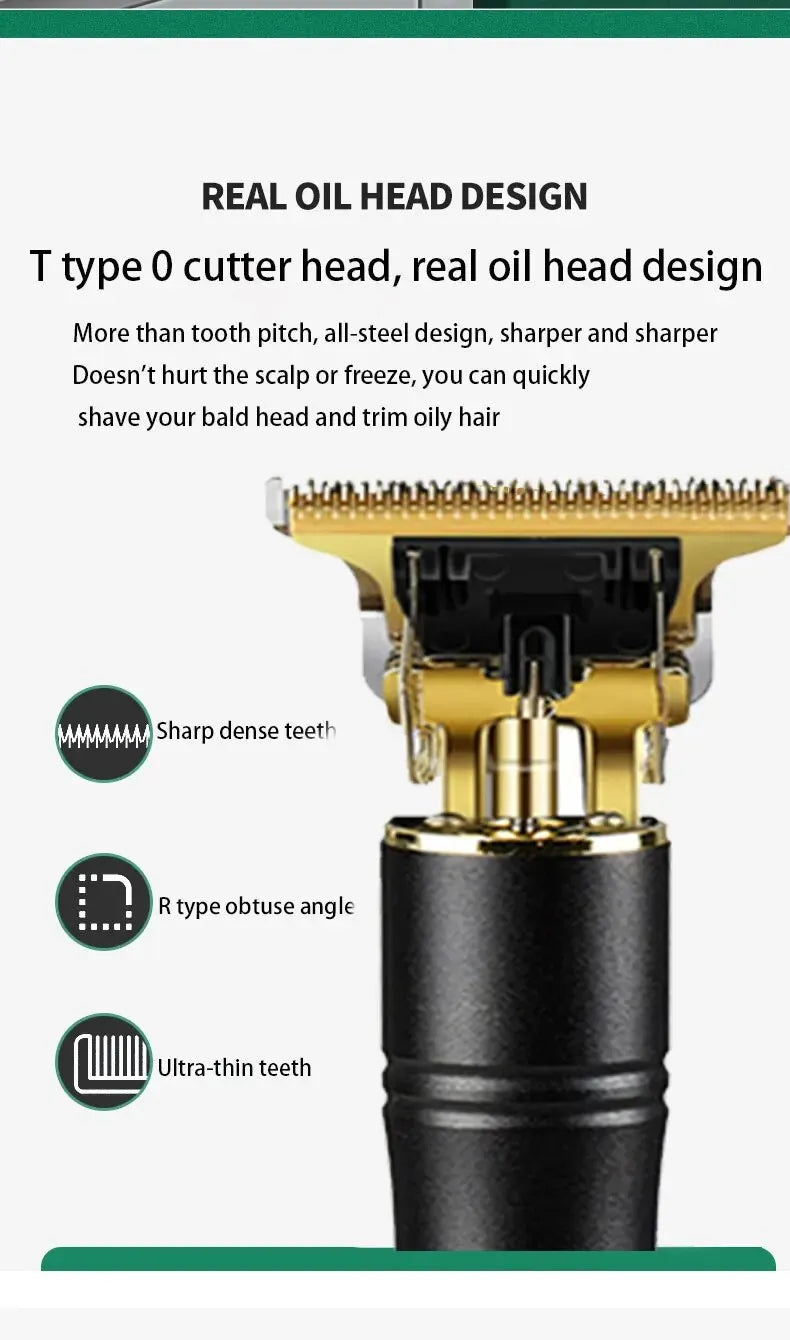 Electric Waterproof Sculpture Barber Oil Head Electric Hair Clippers Shaving Hair Electric Hair Clippers Bald Head Artifacts