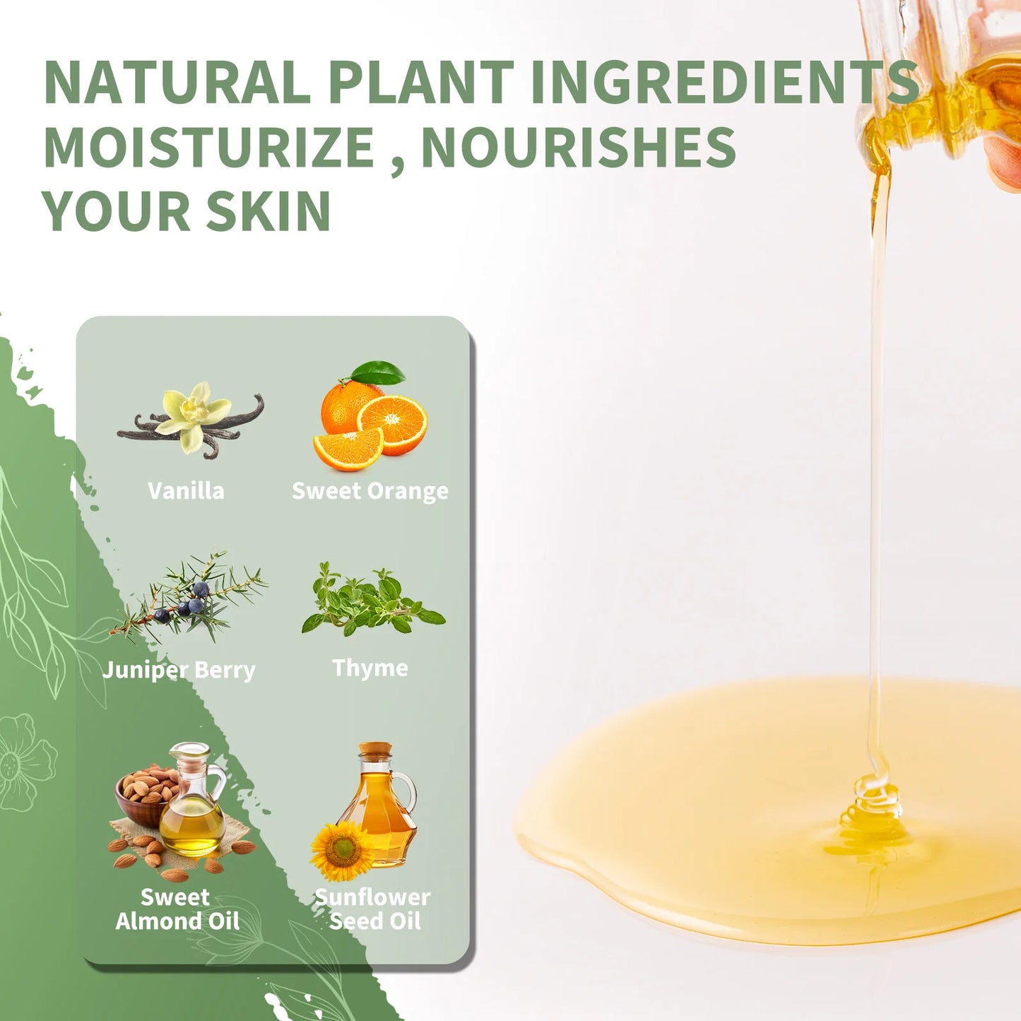 PHATOIL 260ML Vanilla Body Oil For Skin Face Care Massage Oil Repairing Smoothing Skin Care Ginger Grapefruit Essential Body Oil