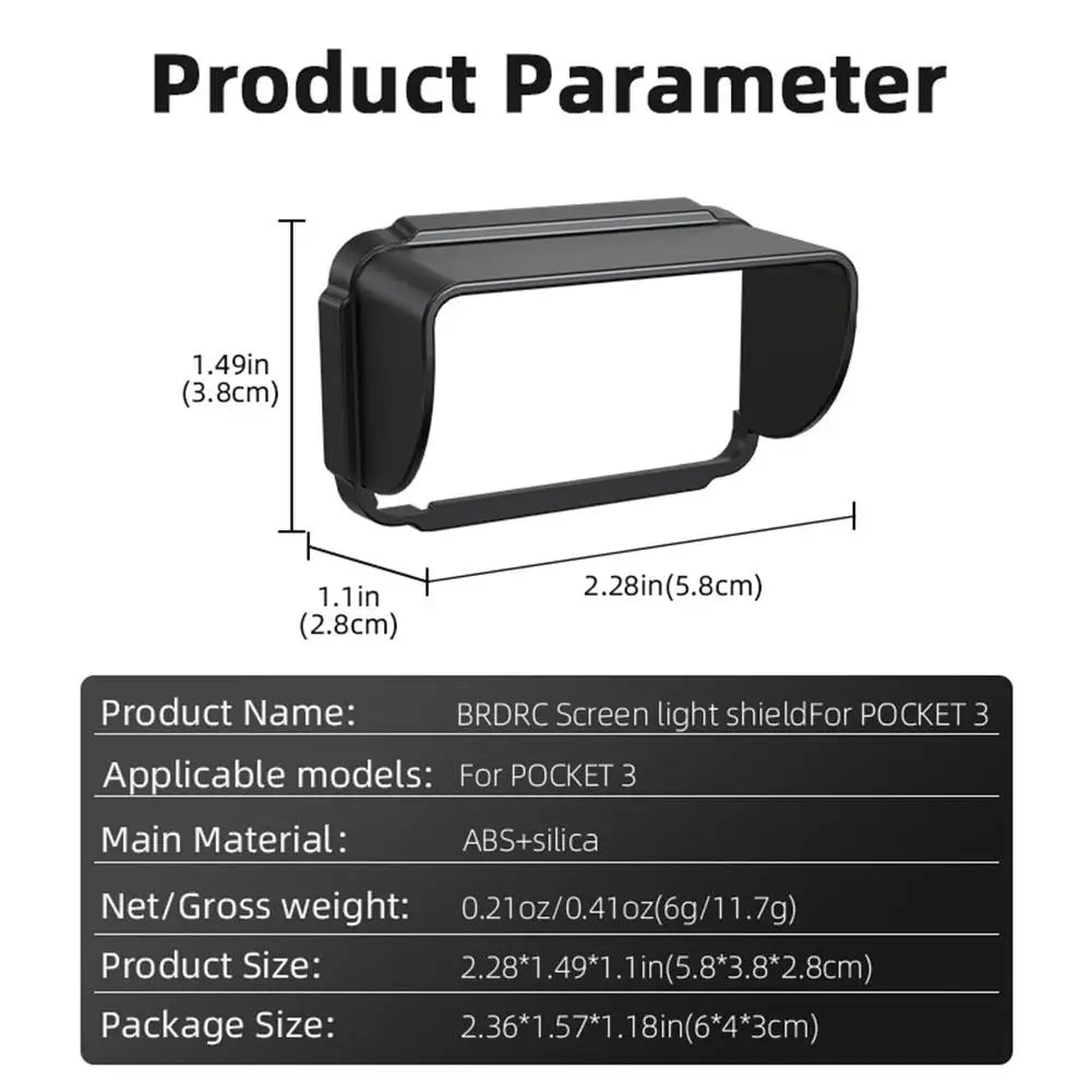 Sun Shade For DJI Osmo Pocket 3 Light Weight Screen Sunshade Hood Cover Anti-glare Handheld Gimbal Camera Accessories