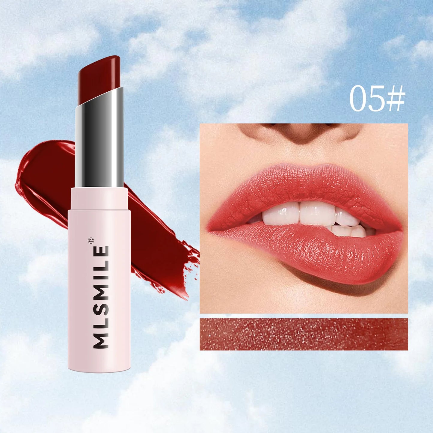MLSMILE 6 Color Tube Lipstick natural long-lasting moisturizing moisturizing smooth gloss white and easy color lipstick