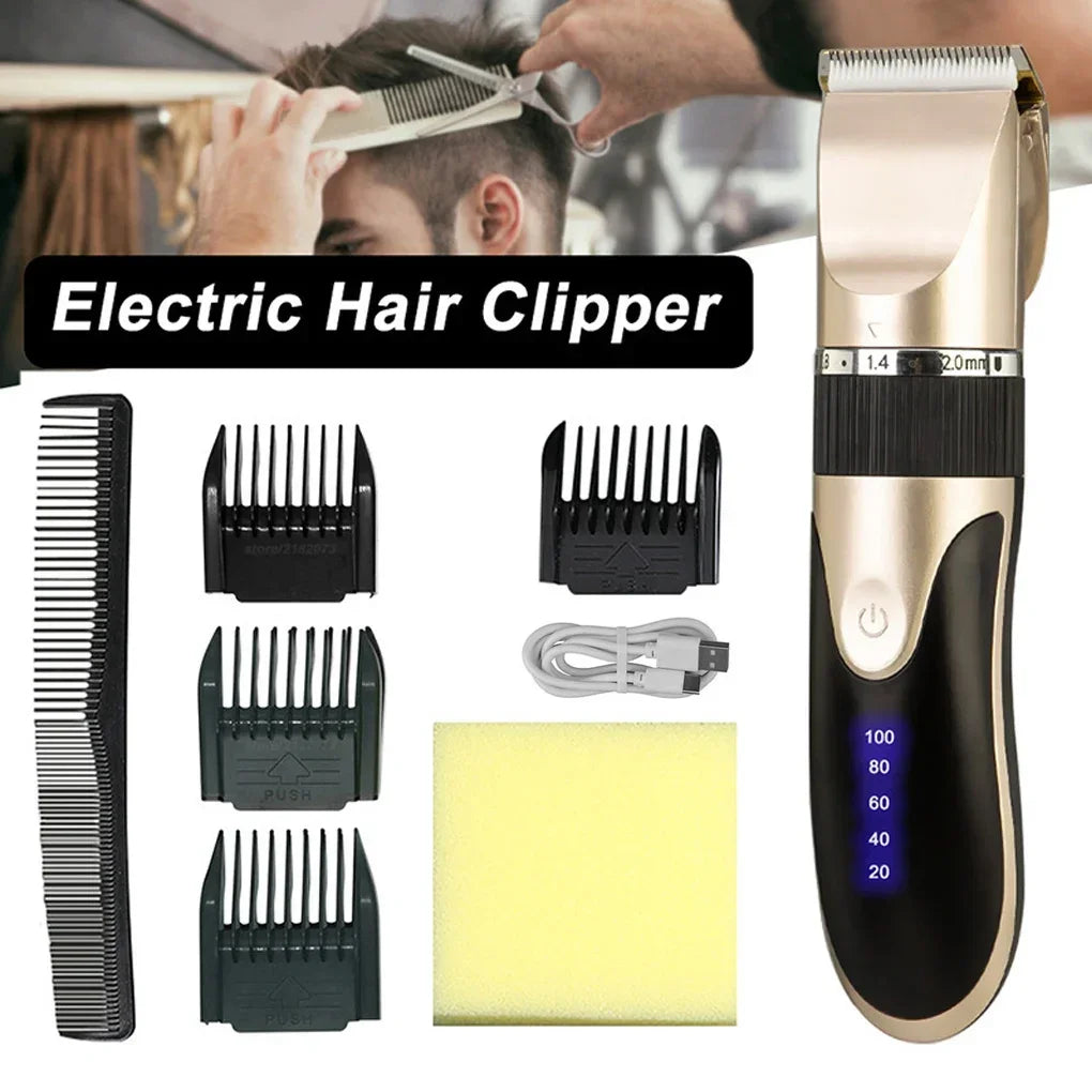 Professional electric barber clippers men barber beard trimmer rechargeable hair clippers ceramic blades hair trimmer
