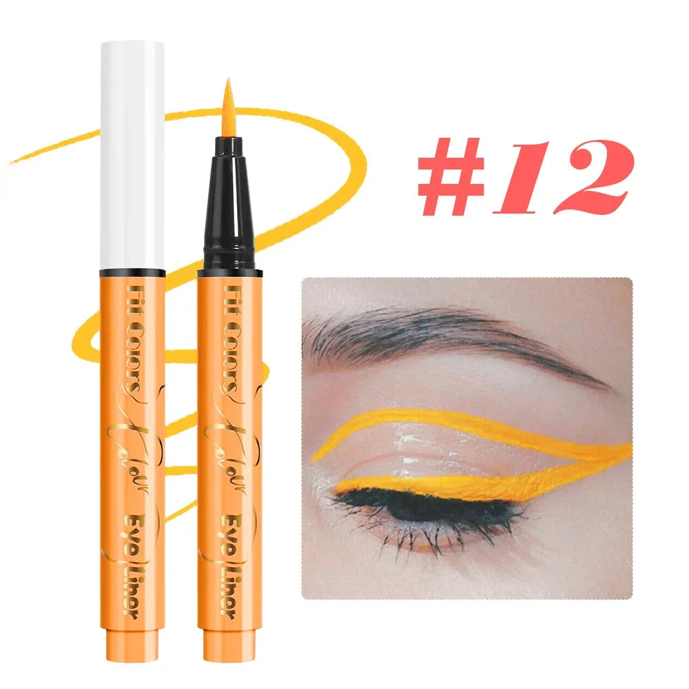 12Colors Liquid Eyeliner Neon Colored Halloween Liner Eyeliner Pen Waterproof UV Blacklight Fluorescent Face Body Paint Makeup