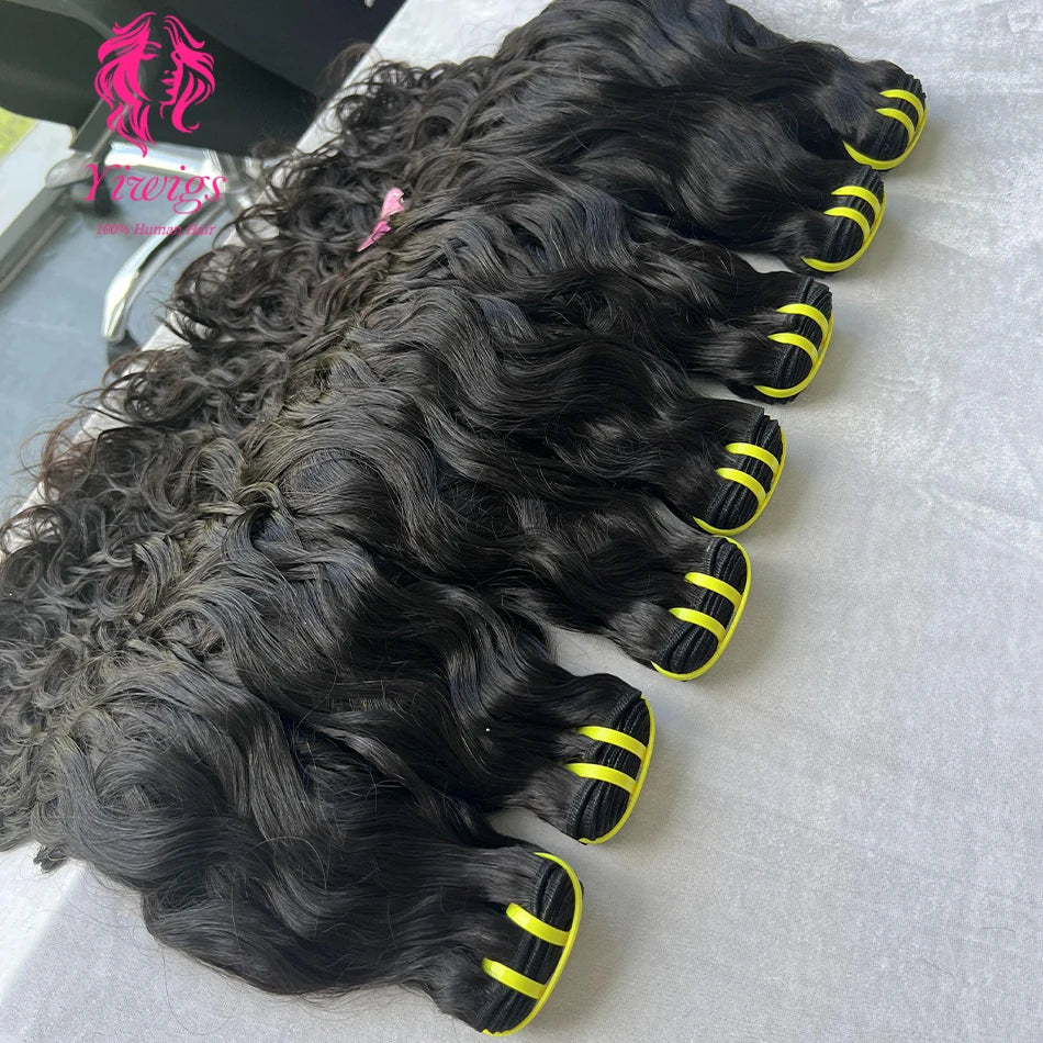 Yiwigs 12A Grade Vietnamese Water Wave 100% Raw Human Hair Bundles Natural Wave Curly Unprocessed Hair Weave Extensions thick