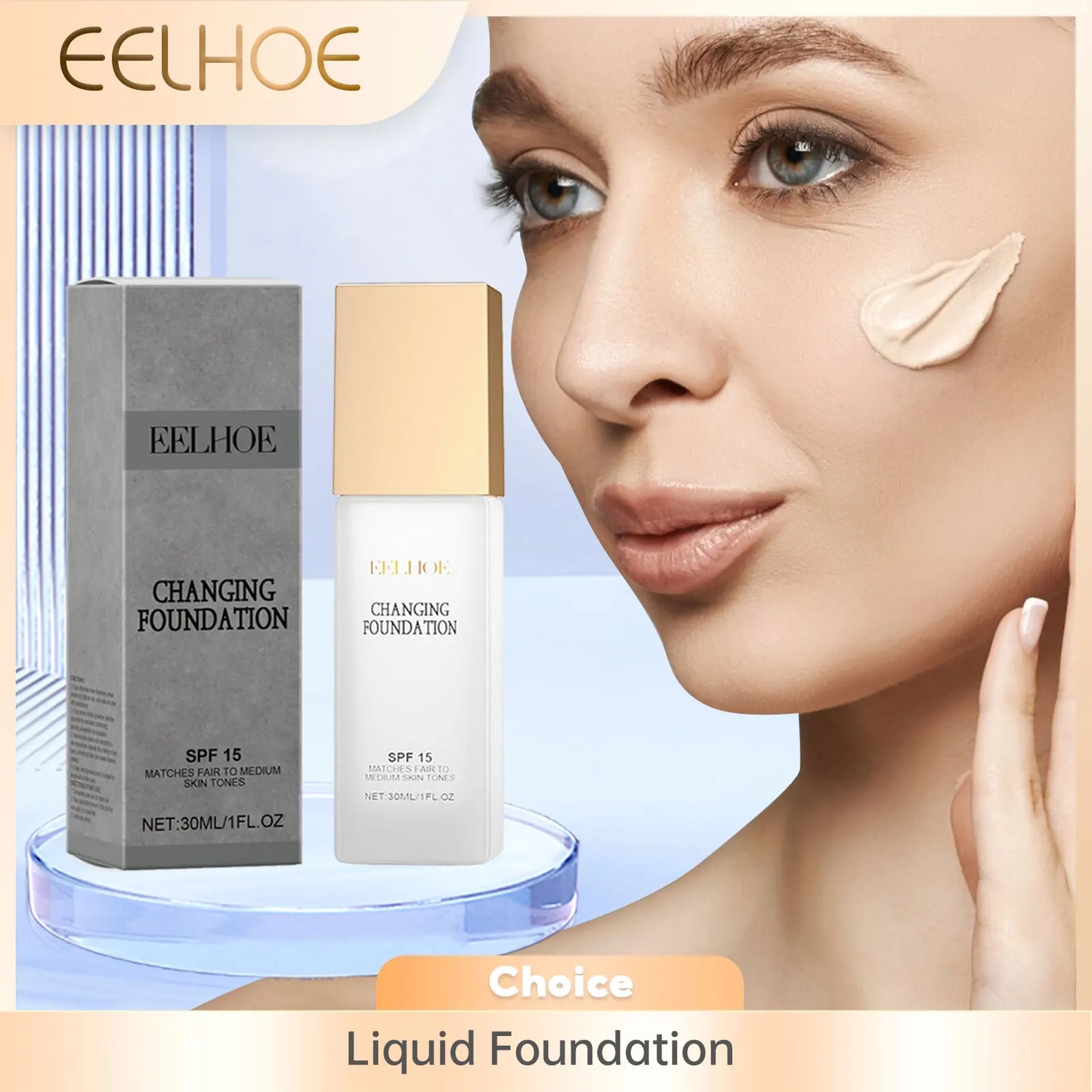 EELHOE Color Changing Foundation Liquid Waterproof Contour Concealer Soft Matte Long Lasting Hydrating Foundation Base Cosmetics