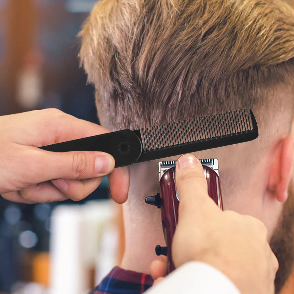 Barber Hair Clipper Folding Combs Multifuncional Plastic Wide Tooth Oil Head Comb Beard Combing Two In One Styling Tools