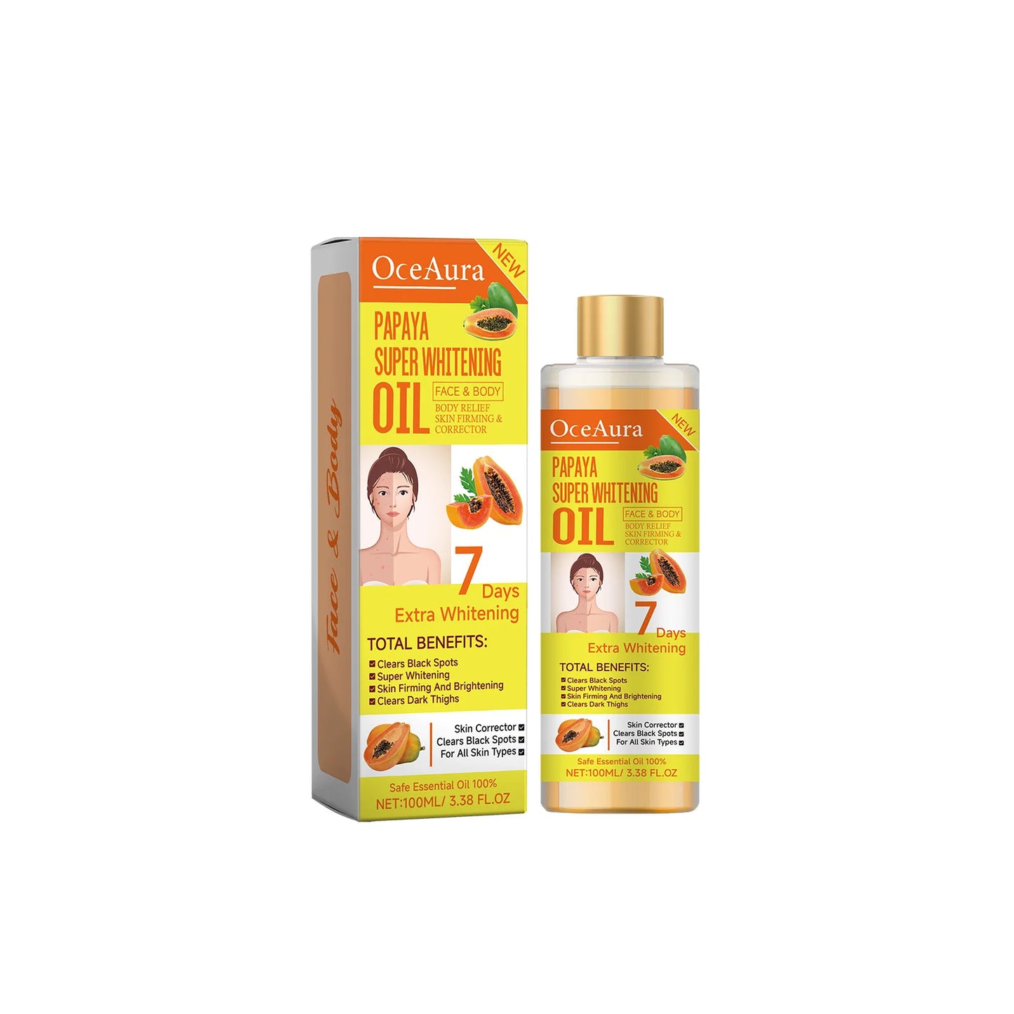 Body Whitening Oil 100ml Natural Organic Relaxing Muscle Hydrating SPA Aromatherapy Skin Brightening Smoothing Body Massage Oil