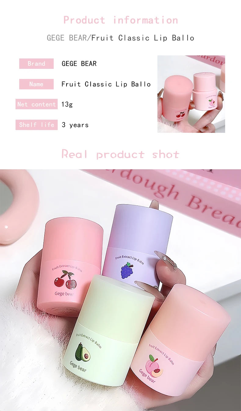 Gege Bear Fruit Extract Lip Balm Moisturizing and Anti-Cracking Lip Gloss in Autumn and Winter