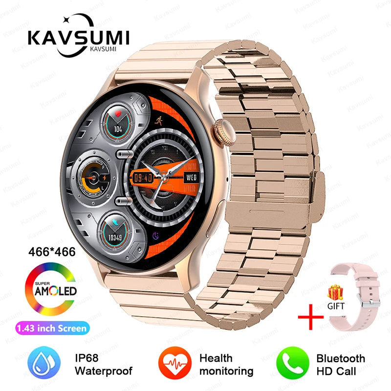 2024 GPS Smart Watch Women 1.43 Inch AMOLED 466*466 HD Screen Sport Heart Rate NFC Custom Dial Bluetooth Call Smartwatch Ladies