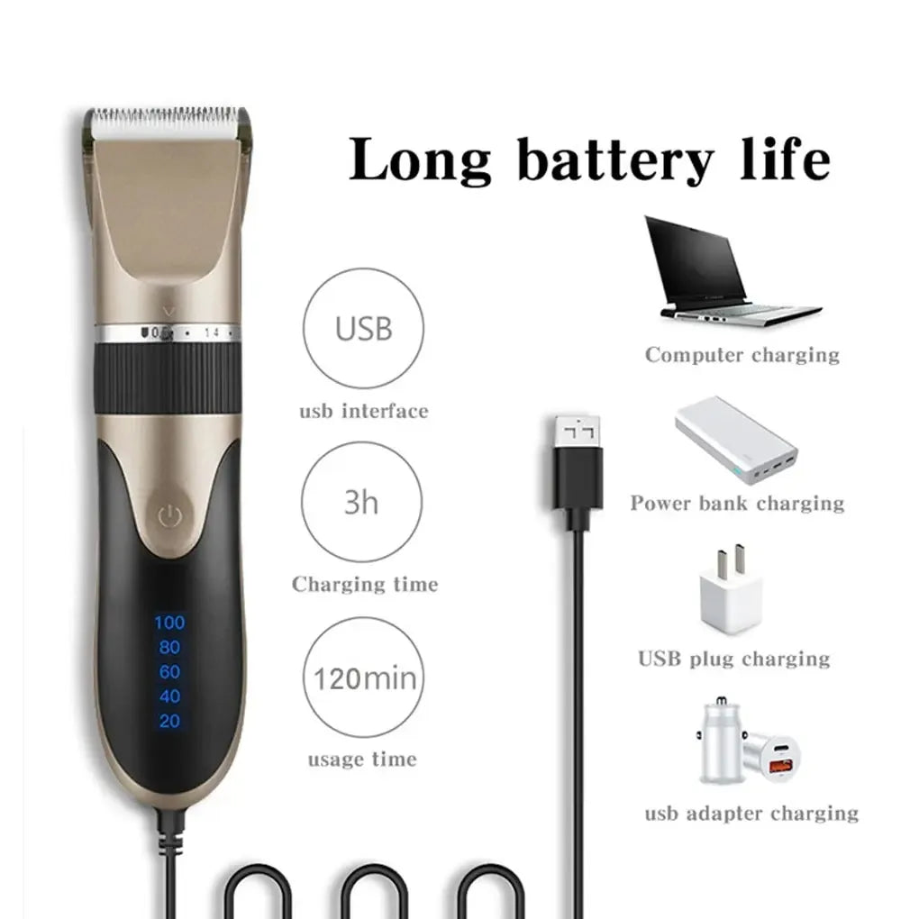 Professional electric barber clippers men barber beard trimmer rechargeable hair clippers ceramic blades hair trimmer