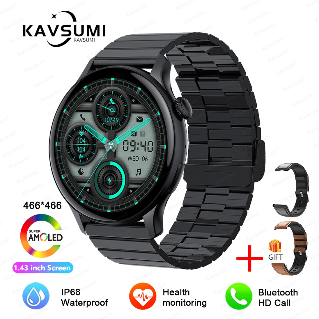 2024 GPS Smart Watch Women 1.43 Inch AMOLED 466*466 HD Screen Sport Heart Rate NFC Custom Dial Bluetooth Call Smartwatch Ladies