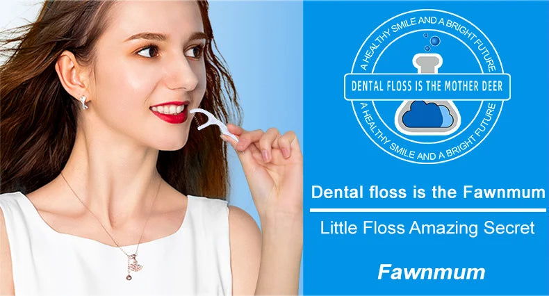 Fawnmum 50/100pcs Double Line Dental Floss Toothpicks Fresh Breath Dental Flosser Disposable Floss Stick For Oral Care
