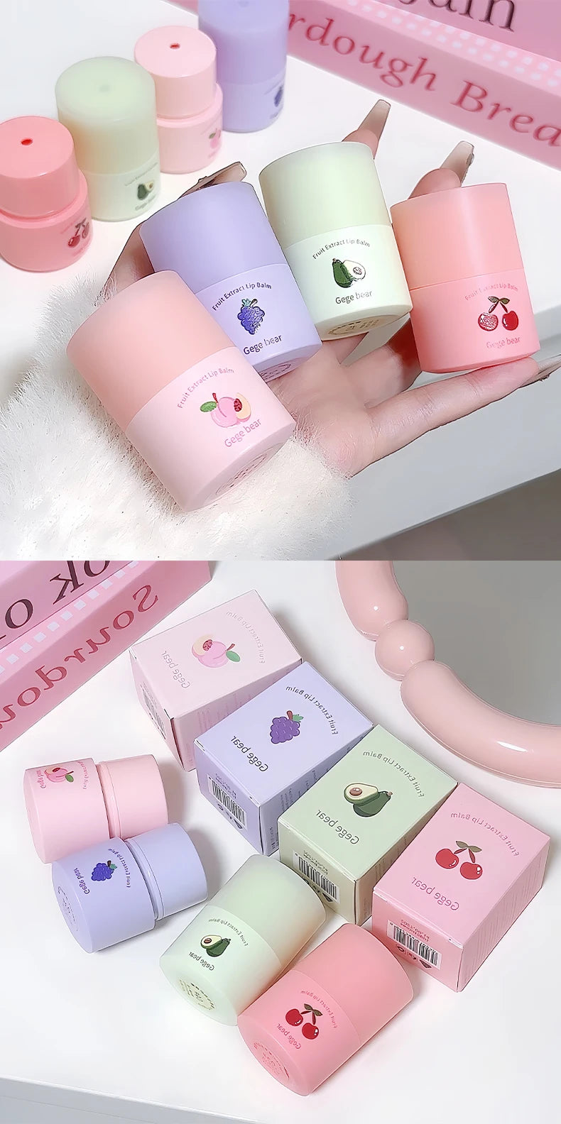 Gege Bear Fruit Extract Lip Balm Moisturizing and Anti-Cracking Lip Gloss in Autumn and Winter