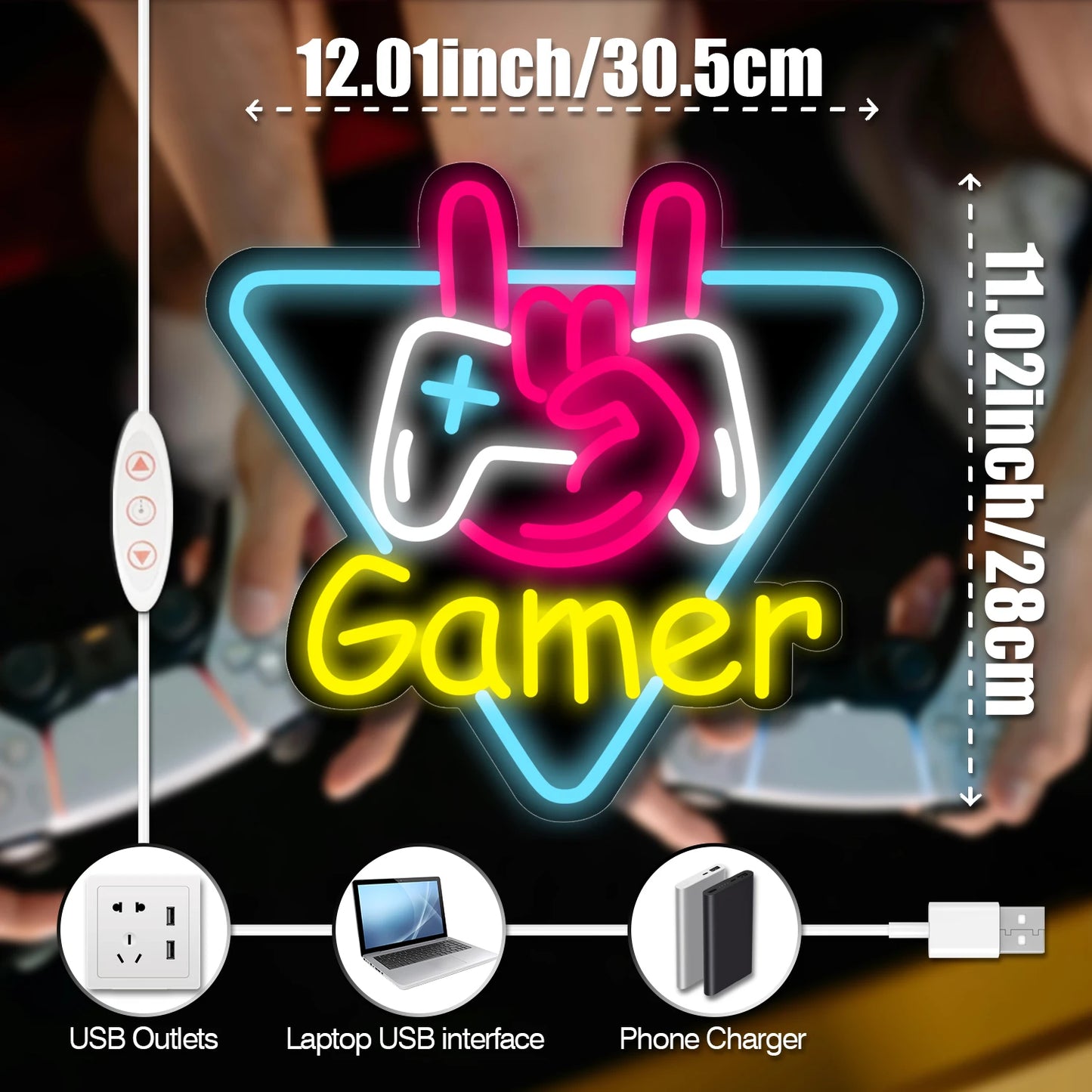 1 game neon sign - player led sign for video/PC game room, walls, game area, bedroom, Man Cave decoration - game light gift