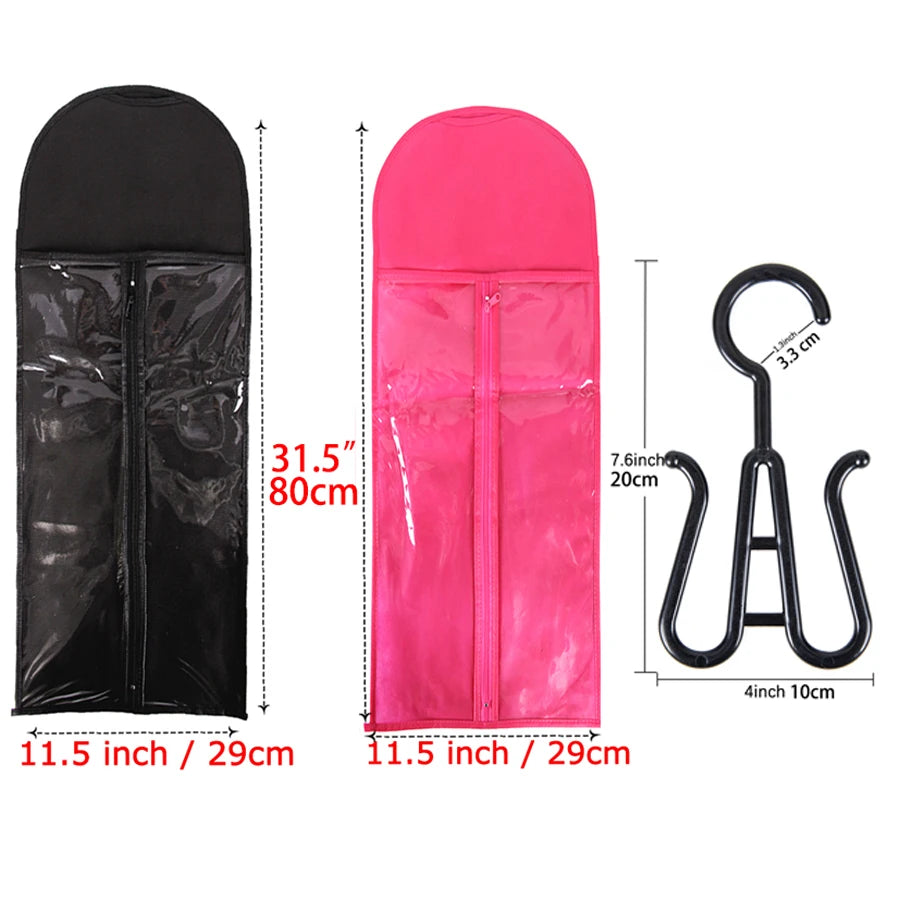 Wig Storage Bag Extra Long Hair Extension Storage Bag With Hanger For Wigs Hair Extensions Hairpiece Wig Bag With Wig Hanger