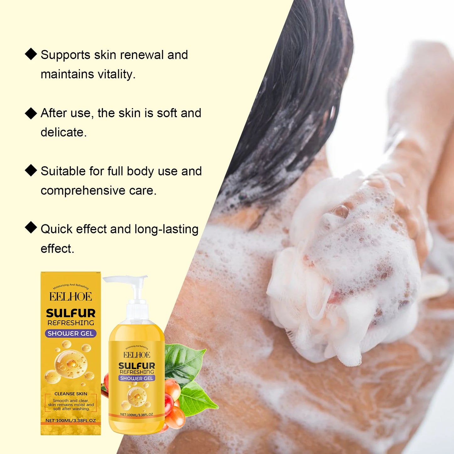 Sulfur Shampoo Shower Gel Set Deep Cleaning Scalp Remove Dandruff Nourishing Oil Control Moisturizing Dry Skin Smooth Body Wash