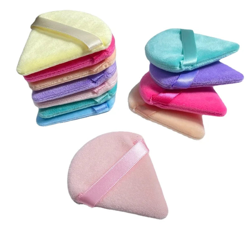 1pc Velvet Triangle Shaped Powder Puff Wet Dry Used Washable Soft Makeup Sponge Tool For Foundation Powder Blusher Wholesale