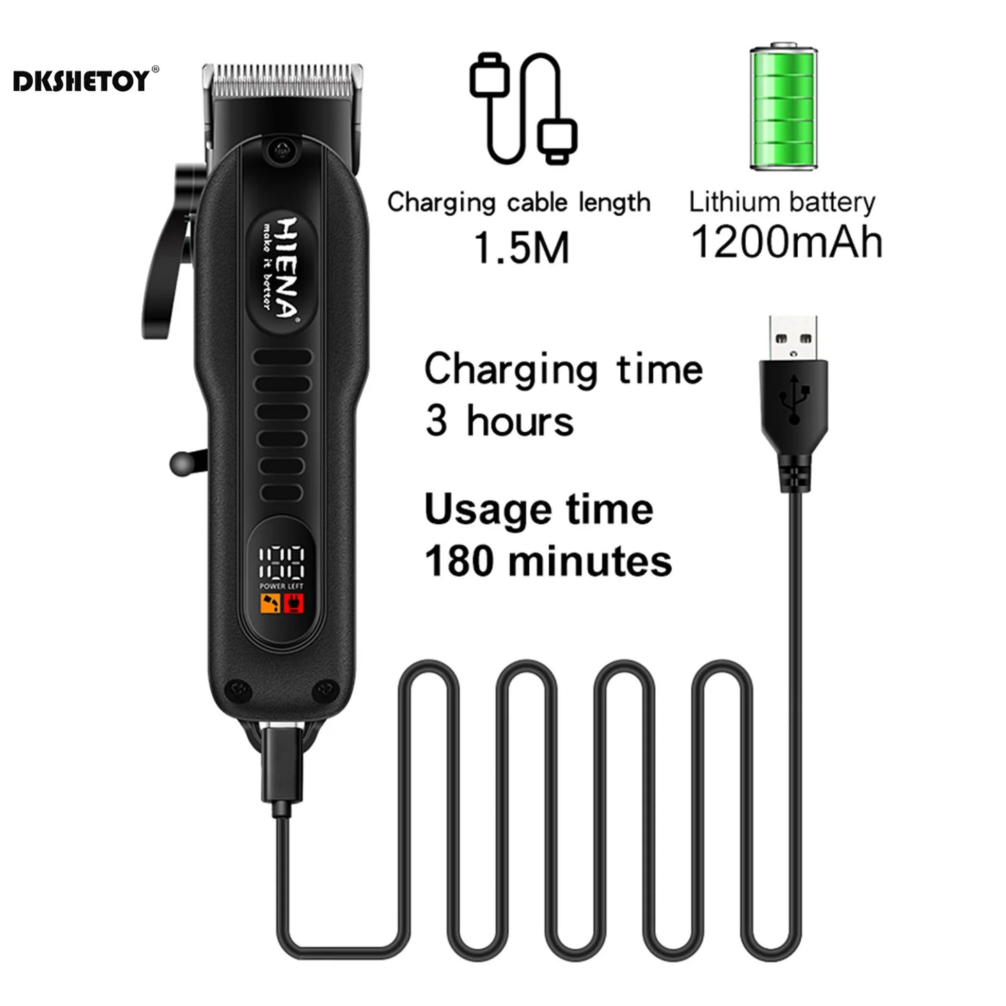 Professional Barber Clippers Digital Display Sharp Blade HYN-222 Electric Clipper for Haircut Beard Shaver Barbershop