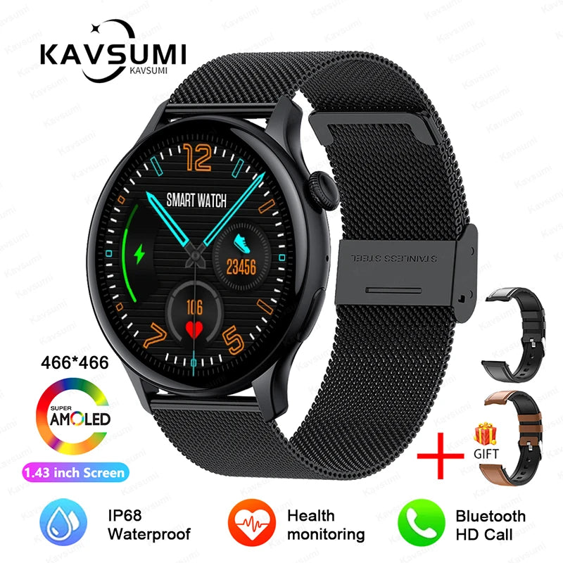2024 GPS Smart Watch Women 1.43 Inch AMOLED 466*466 HD Screen Sport Heart Rate NFC Custom Dial Bluetooth Call Smartwatch Ladies