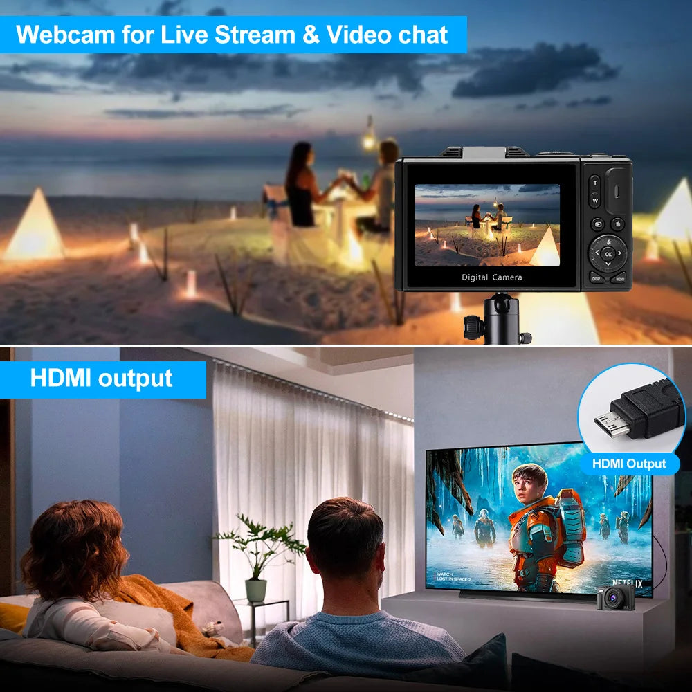 Digital Camera 4K 48MP 3.0 Inch Rotatable Screen 18X Digital Zoom WiFi Video Camcorder Vlog Recorder YouTub Webcam Cameras