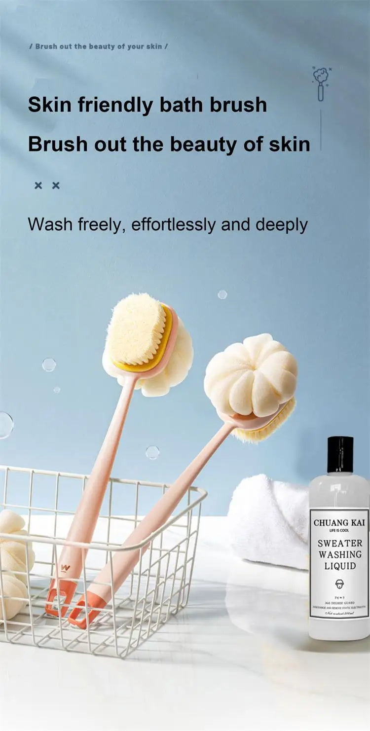 Bath Brush Back Body Bath Shower Sponge Scrubber Brushes With Handle Exfoliating Scrub Skin Massager Exfoliation Bathroom Brush