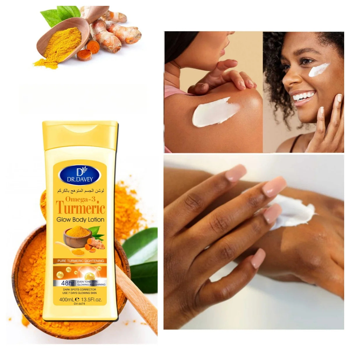 400MLTurmeric Body LotionTurmeric body lotionLarge Capacity Four Seasons Moisturizing Body Lotion Refreshing Non-Greasy Fragranc
