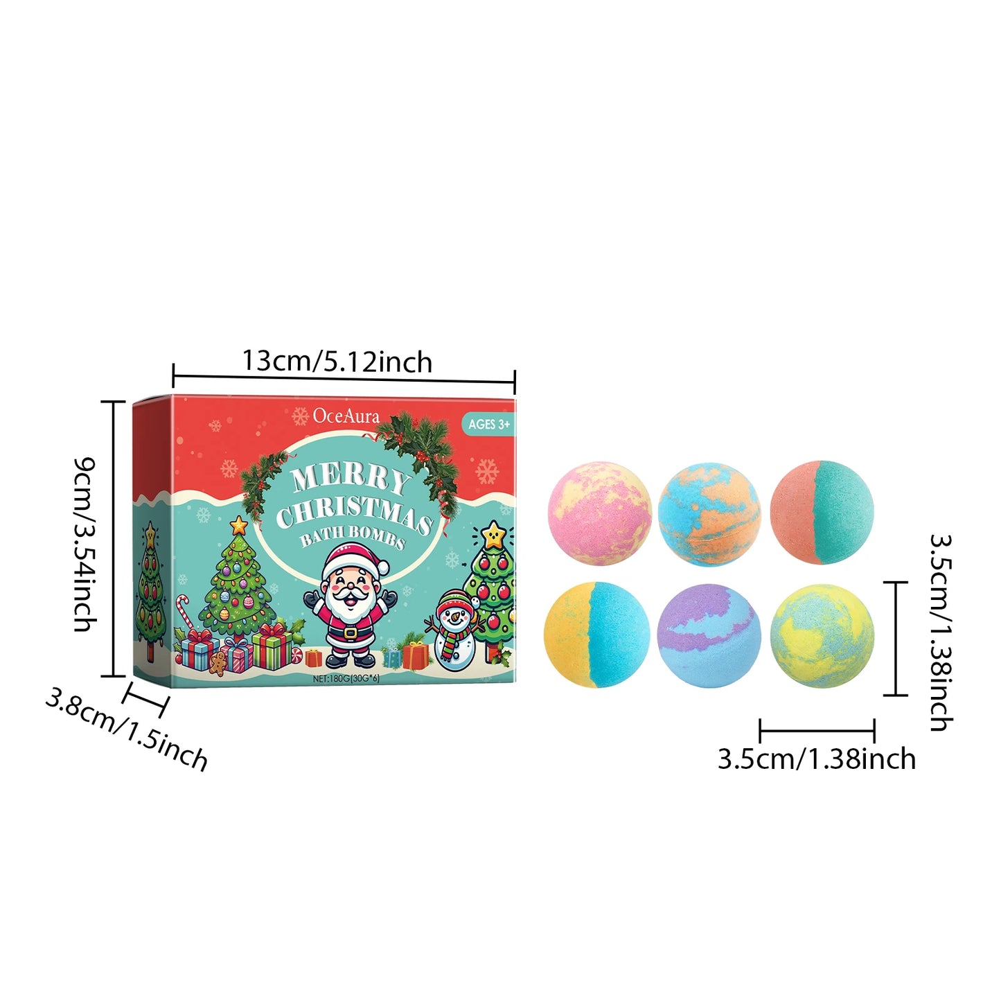 Bath Bombs Aromatherapy Body Relaxation Stress Relief Gentle Exfoliating Moisturize Tender Skin Bubble Bath Balls Christmas Gift
