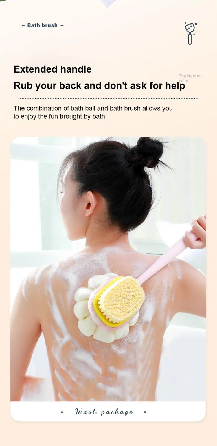 Bath Brush Back Body Bath Shower Sponge Scrubber Brushes With Handle Exfoliating Scrub Skin Massager Exfoliation Bathroom Brush
