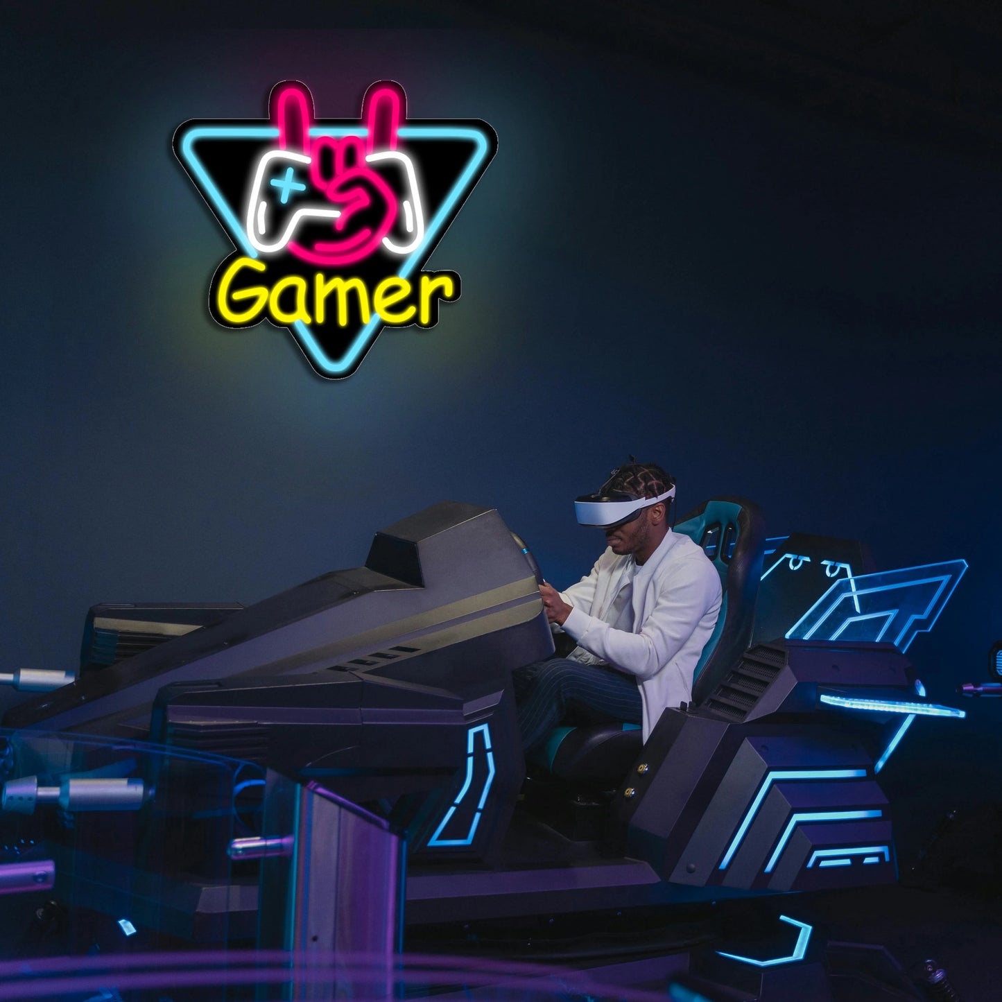 1 game neon sign - player led sign for video/PC game room, walls, game area, bedroom, Man Cave decoration - game light gift