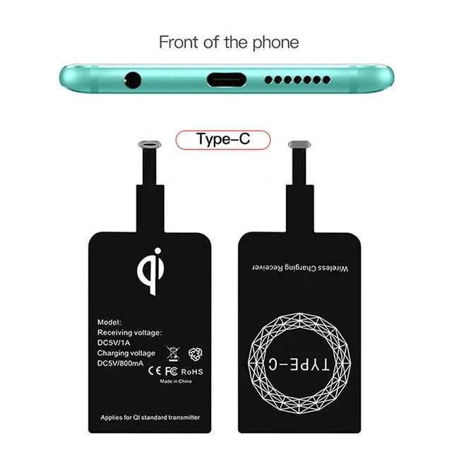 Wireless Charger Receiver Support Type C Micro USB Fast Wireless Charging Adapter For iPhone 5 6 7 Android phone Wireless Charge