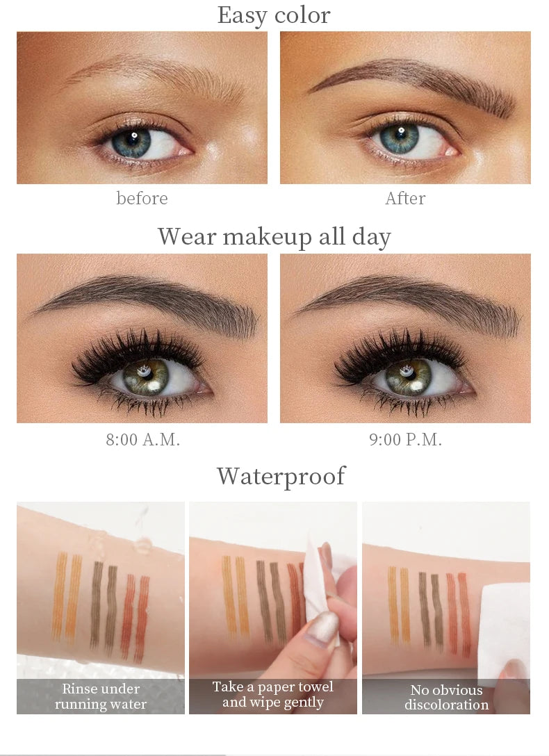 4 Points Eyebrow Pen 5 Colors Liquid Brow Pencil Dark Brown Microblading Eyebrow Pencil Waterproof Eyebrow Tattoo Pen Cosmetics