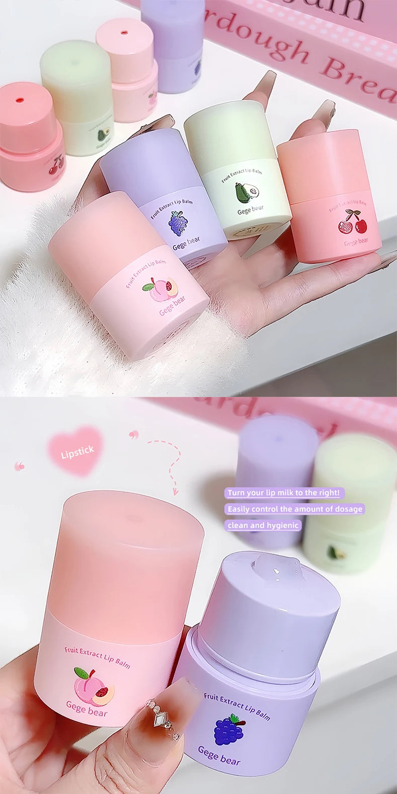 Gege Bear Fruit Extract Lip Balm Moisturizing and Anti-Cracking Lip Gloss in Autumn and Winter