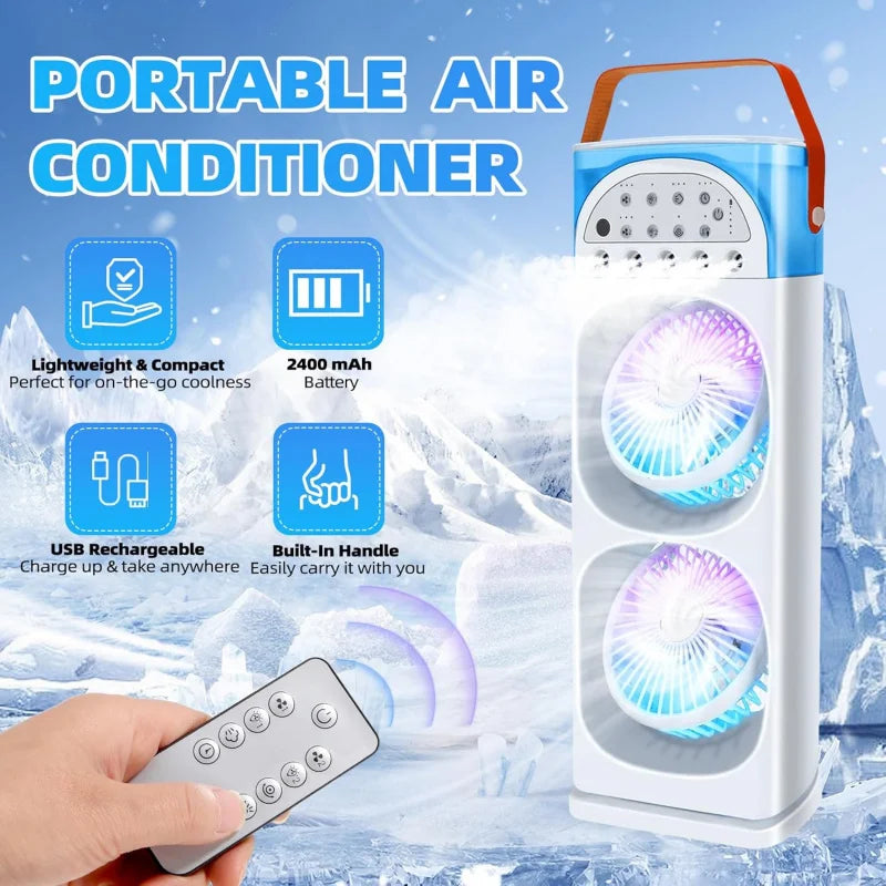 4-IN-1 Portable Air Conditioners,  Evaporative AC Air Cooler Humidifier with 3 Speeds 7 Colors Light，Personal Mini Conditioner