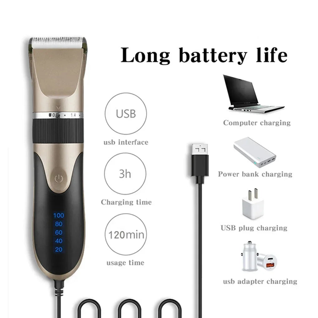 Professional electric barber clippers men barber beard trimmer rechargeable hair clippers ceramic blades hair trimmer