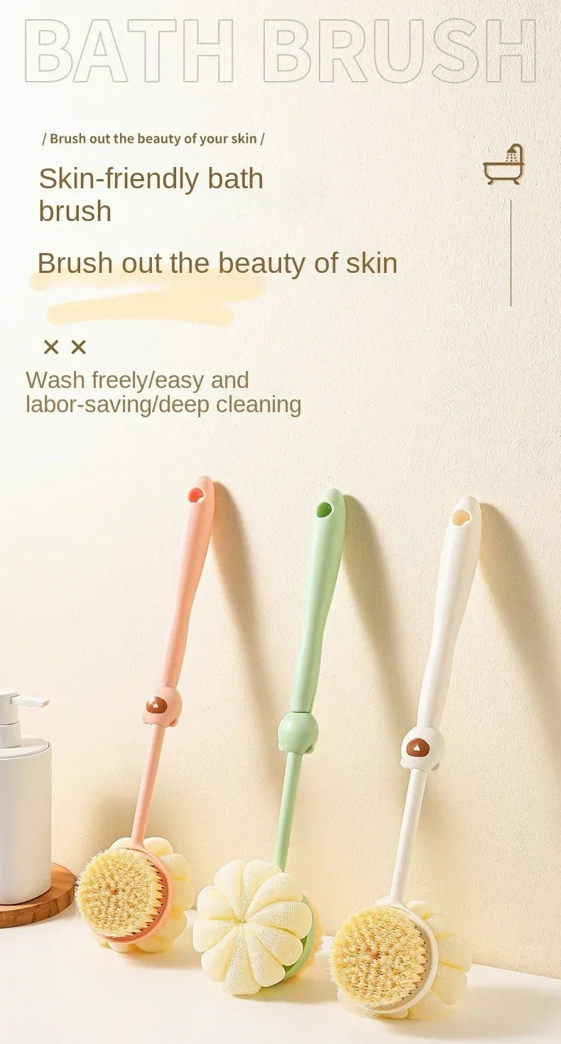 Bath Brush Back Body Bath Shower Sponge Scrubber Brushes With Handle Exfoliating Scrub Skin Massager Exfoliation Bathroom Brush