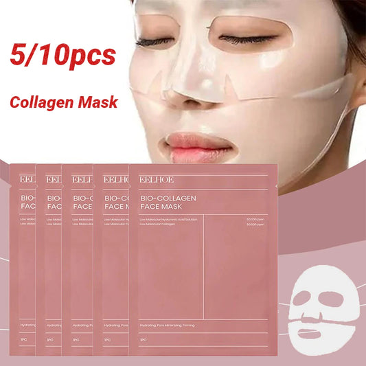 5/10pcs Collagen Face Mask Moisturizing Refreshing Brightening Nourish Deep Hydration Moisturizer Feels light Collagen Skin Care