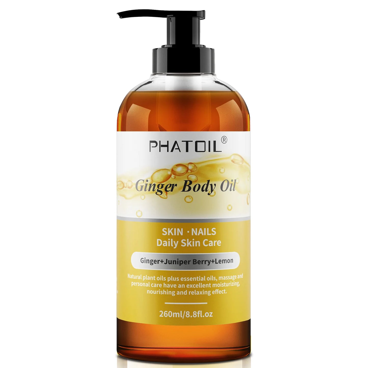 PHATOIL 260ML Vanilla Body Oil For Skin Face Care Massage Oil Repairing Smoothing Skin Care Ginger Grapefruit Essential Body Oil