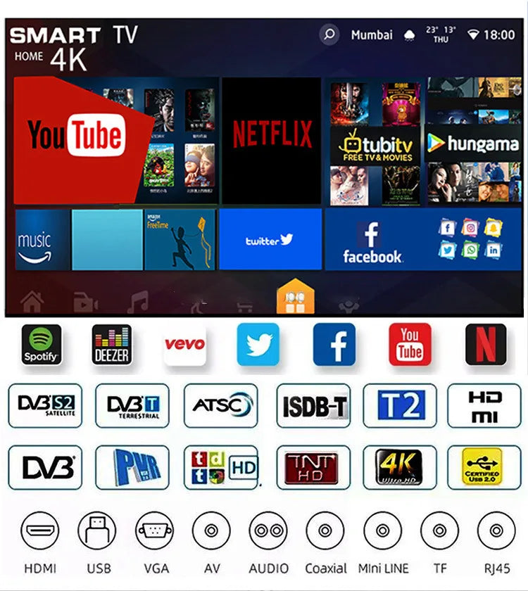 75 inch 4K high definition LCD TV 98 inch QLED Dot TV Smart Network Smart TV