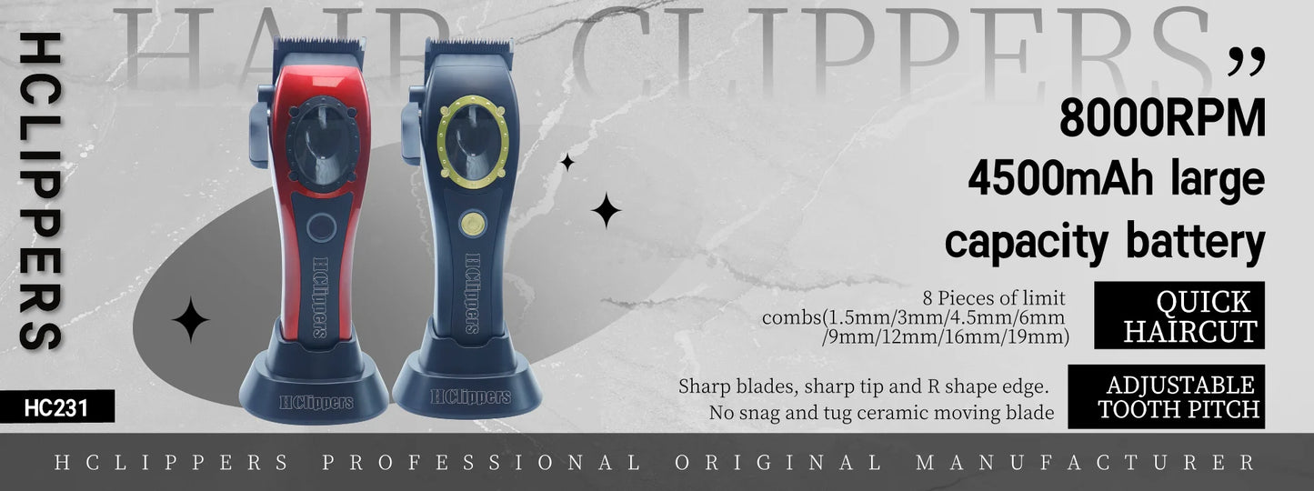 HClippers Barber Hair Trimmer Professional Men's Electric Hair Clipper with DLC Coating Blade for Hair Styling Trimmering HC231S