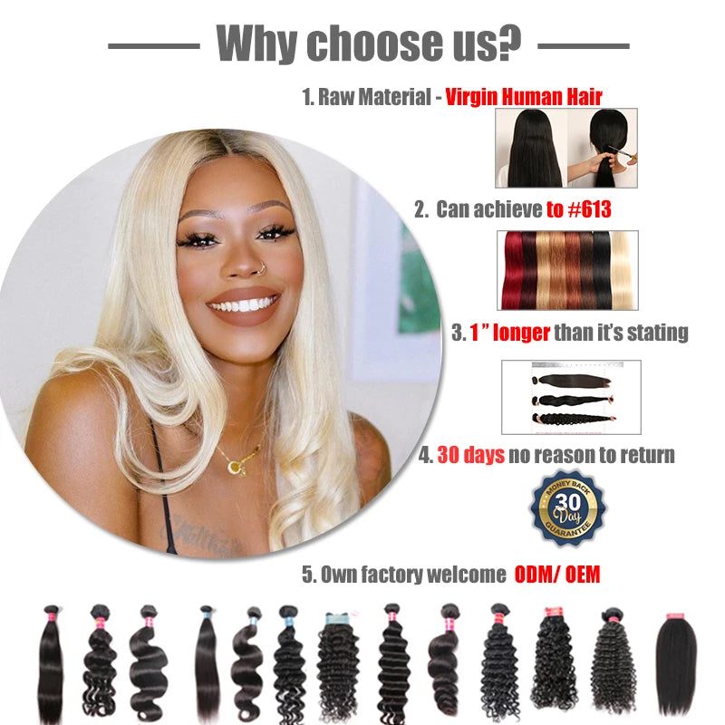 HDWIGS Human Hair Bundles for Women Straight Raw Virgin Human Hair Weave Double Drawn One Donor Hair Weft Natural Color Hair