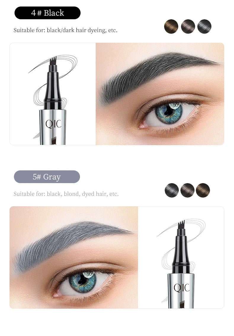 4 Points Eyebrow Pen 5 Colors Liquid Brow Pencil Dark Brown Microblading Eyebrow Pencil Waterproof Eyebrow Tattoo Pen Cosmetics