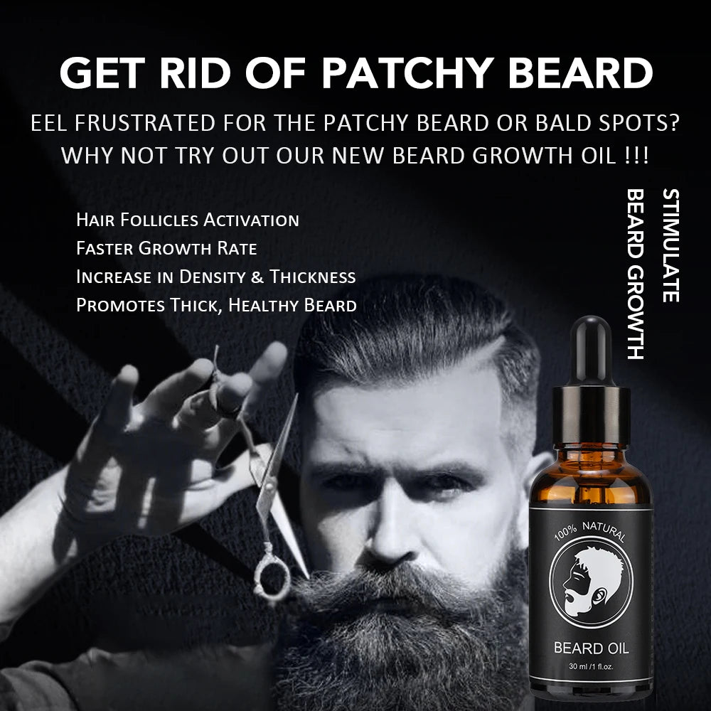30ml Beard Oil For Men Deep Moisturizing Nourishing Beard Care Essence Oil Smooth Soften Shiny Anti-frizz Plant Beard Serum