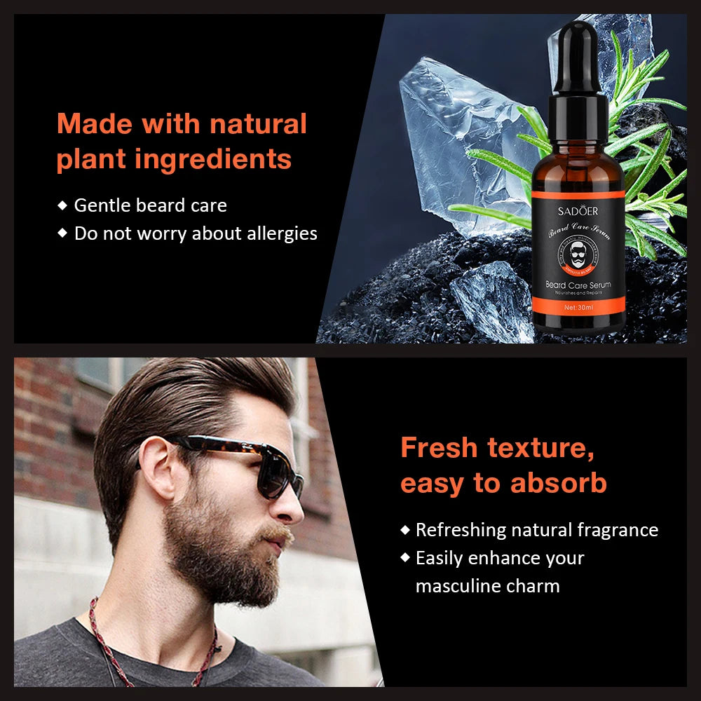 60ml Beard Oil For Men Deep Moisturizing Nourishing Beard Care Essence Oil Smooth Soften Shiny Anti-frizz Plant Beard Serum