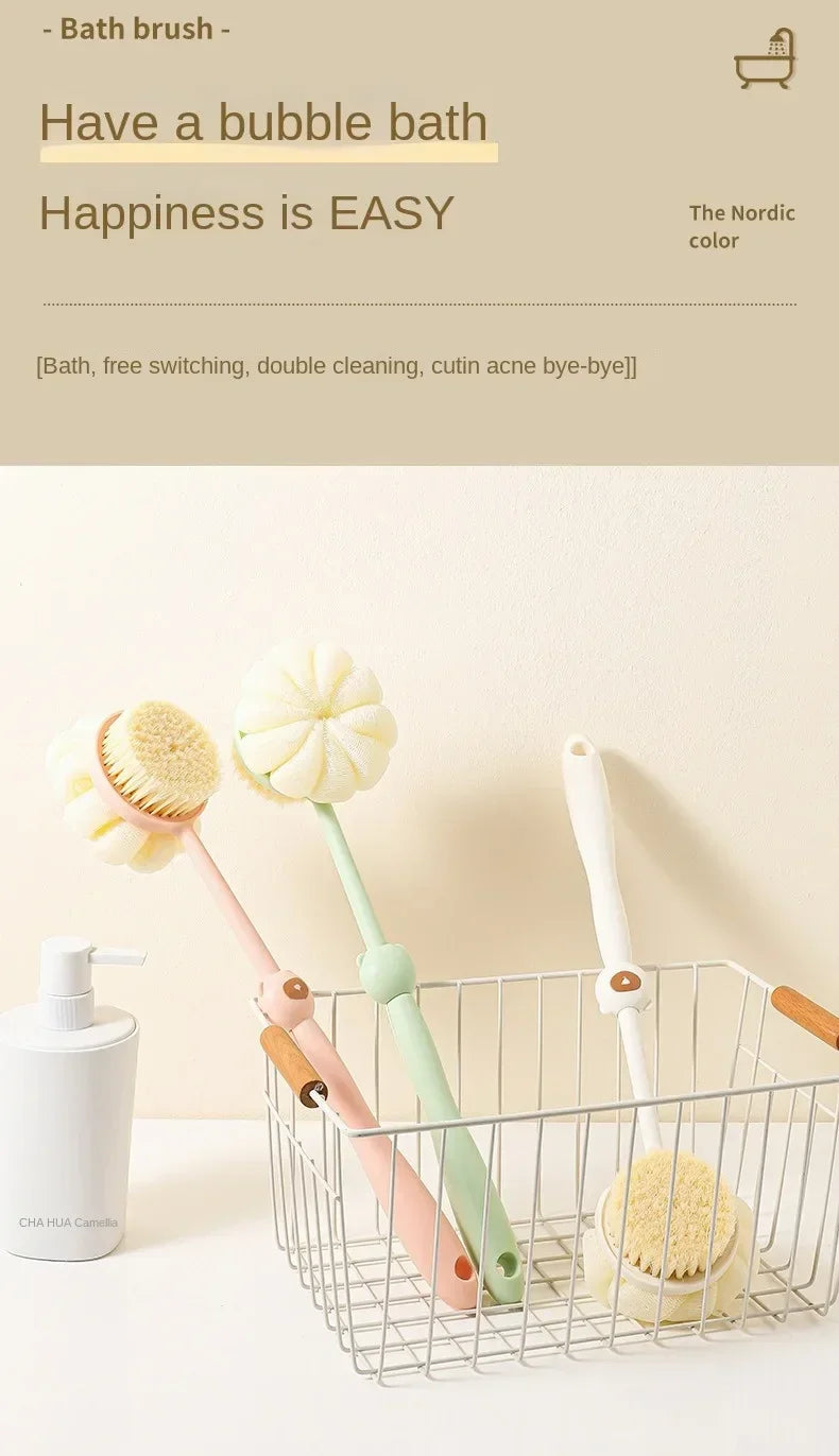 Bath Brush Back Body Bath Shower Sponge Scrubber Brushes With Handle Exfoliating Scrub Skin Massager Exfoliation Bathroom Brush
