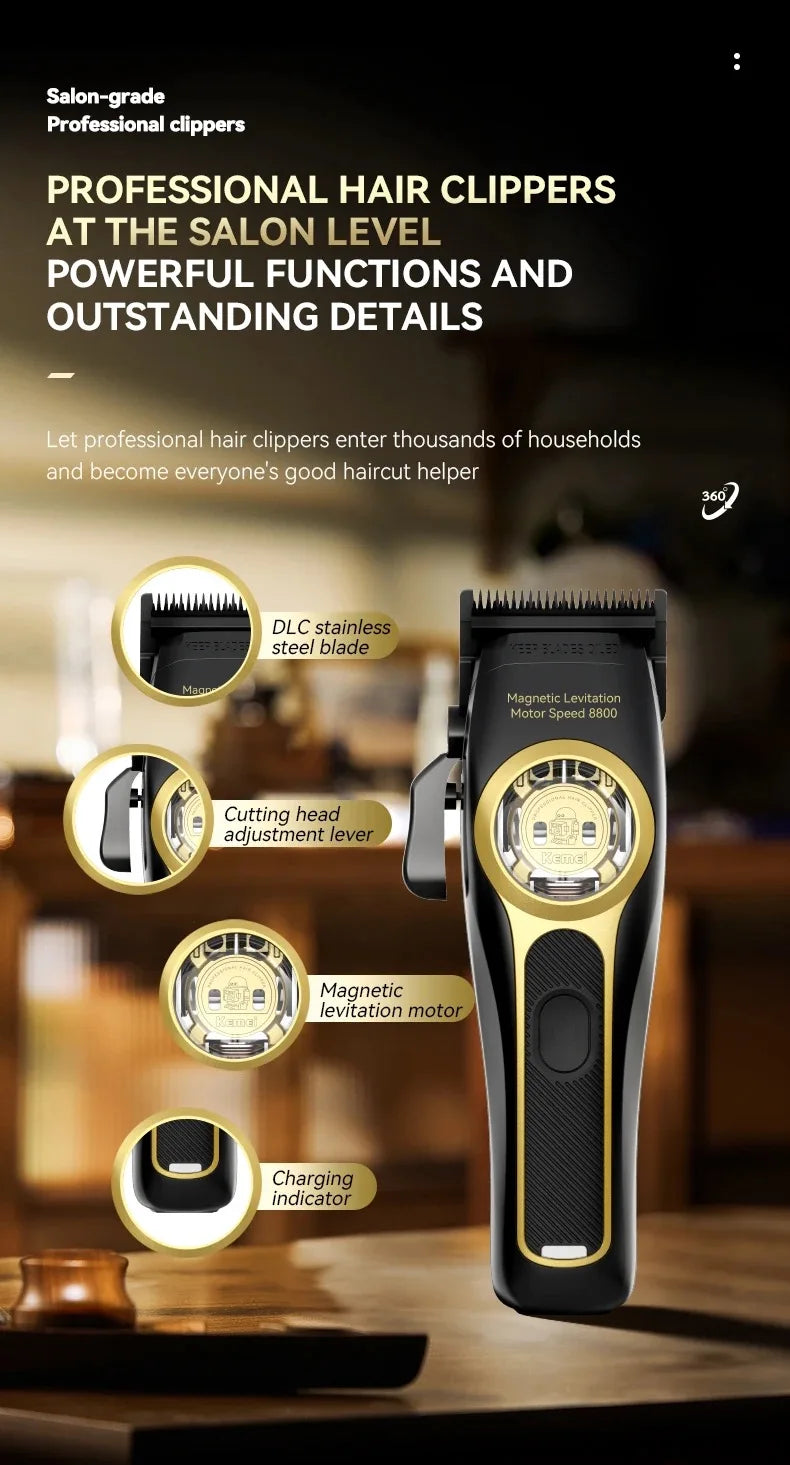 Kemei 2373 2268 Barber Hair Clippers Professional Cordless Hair Trimmer Electric Men Finish Hair Cutting Machine Vector Motor