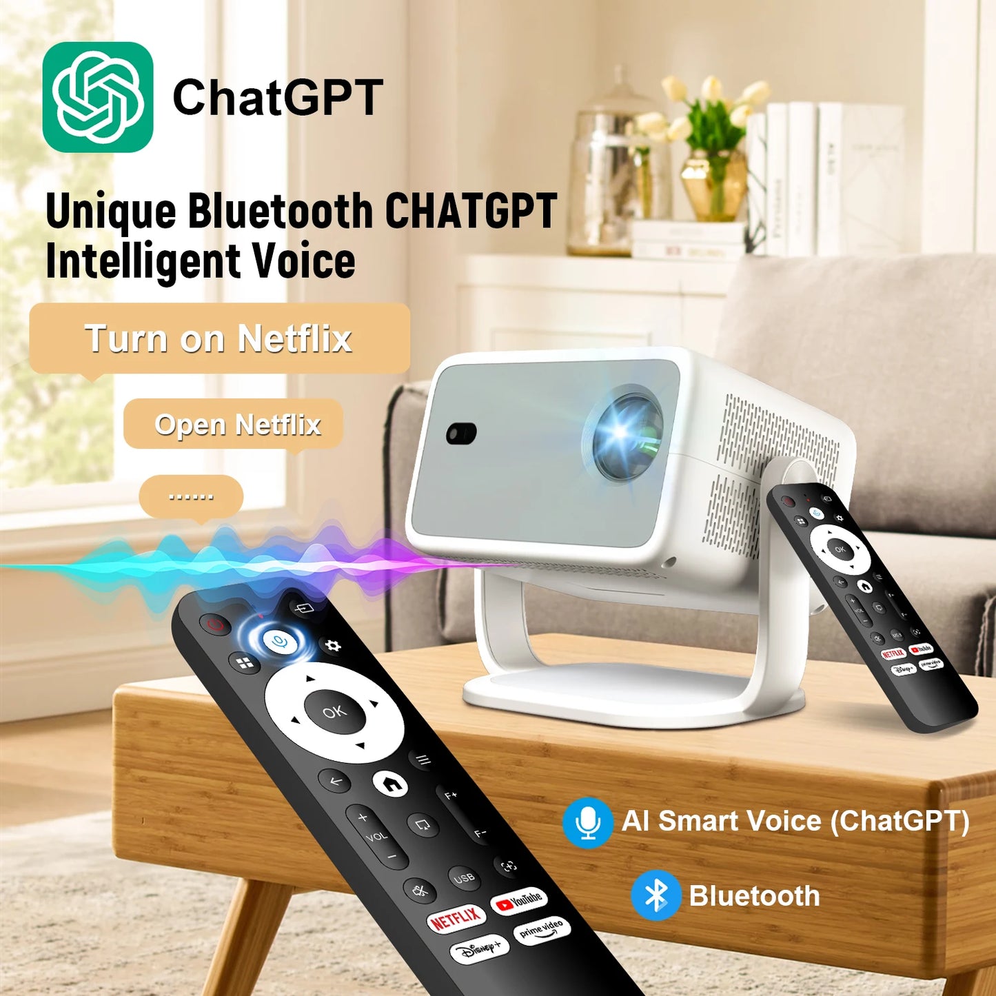 TP350 Netflix Certification Projector 4K Android 13 Native Wifi6 BT5.2 1080P 650ANSI Portable Projector Auto Keystone Correction