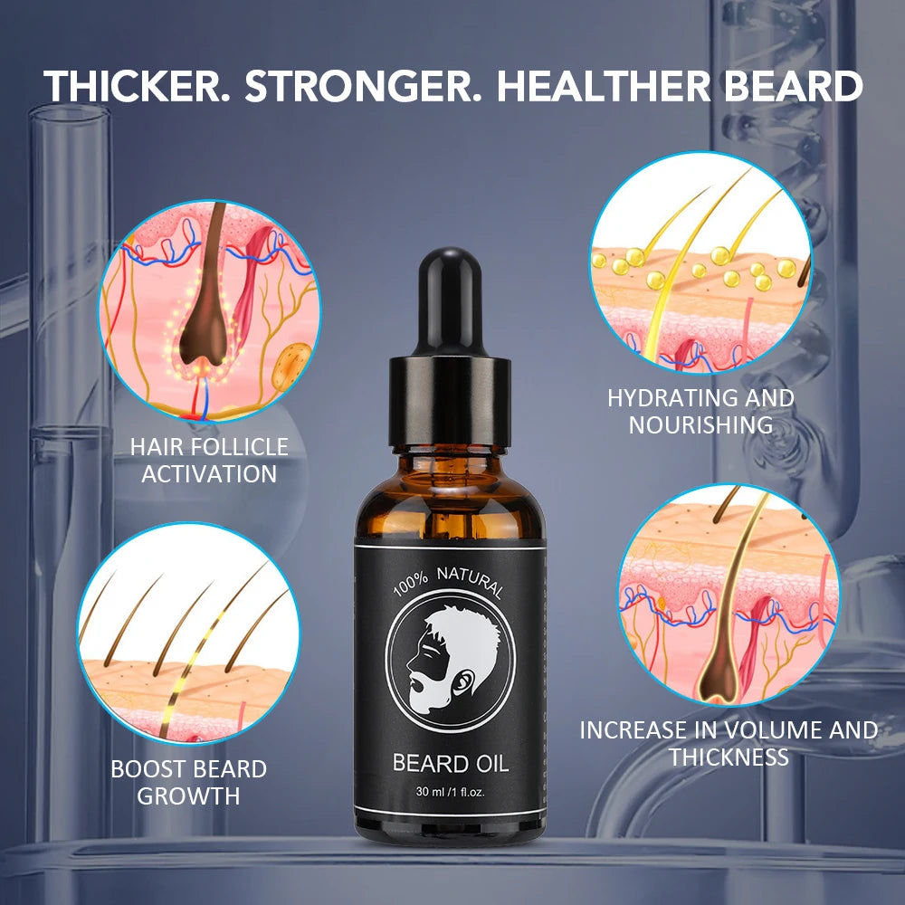 30ml Beard Oil For Men Deep Moisturizing Nourishing Beard Care Essence Oil Smooth Soften Shiny Anti-frizz Plant Beard Serum